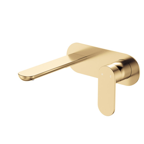 Empire Slim Basin/Bath Wall Mixer Set, Oval Plate, 160mm Outlet, Urban Brass [306262]