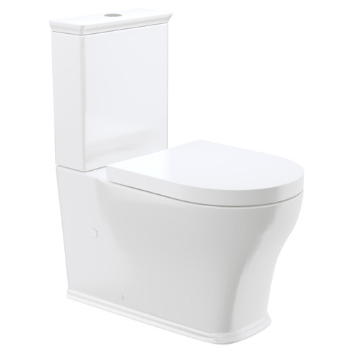 Lillian Tornado Flush Back-to-Wall Toilet Suite including P-Trap Pan + Seat + R&T Cistern, Gloss White [306330]