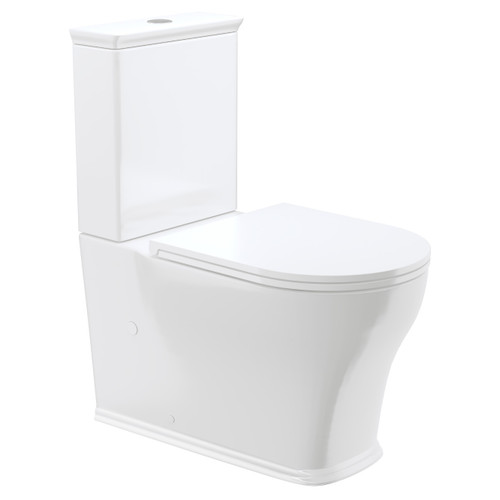 Lillian Tornado Flush Back-to-Wall Toilet Suite including P-Trap Pan + Slim Seat + R&T Cistern, Gloss White [306331]