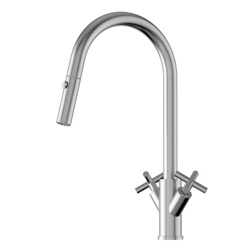 X-Gen 316 Stainless Steel Gooseneck Xpressfit Retractable Tap with Cross Handles Satin Stainless Steel [306146]