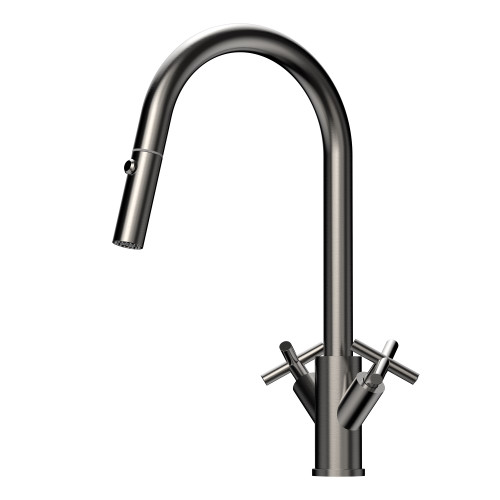 X-Gen 316 Stainless Steel Gooseneck Xpressfit Retractable Tap with Cross Handles Gunmetal [306153]