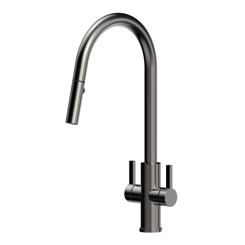 Xssence 316 Stainless Steel Square Gooseneck Xpressfit Retractable Tap with Lever Handles Gunmetal [306148]