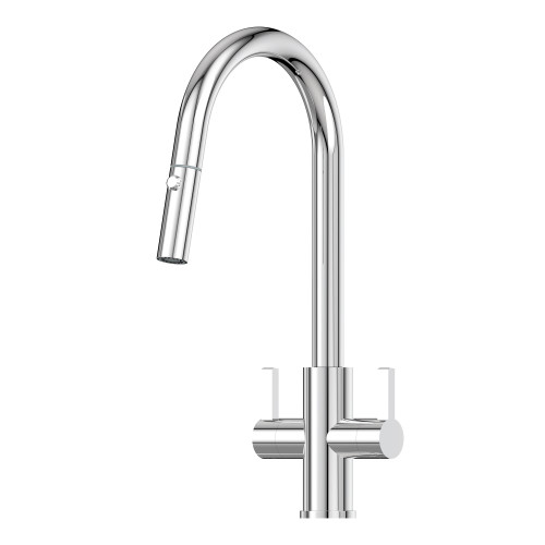 Xssence 316 Stainless Steel Square Gooseneck Xpressfit Retractable Tap with Lever Handles Chrome [306149]