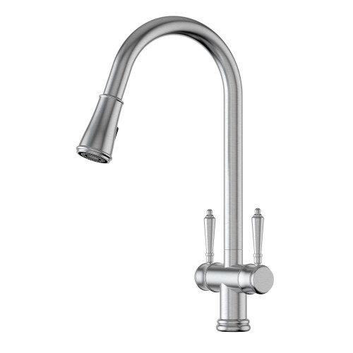 Xquisite 316 Stainless Steel Provincial Xpressfit Retractable Twin Handle Tap Satin Stainless Steel [306154]