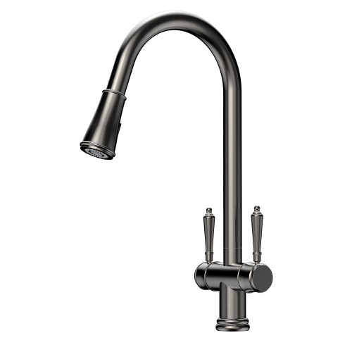 Xquisite 316 Stainless Steel Provincial Xpressfit Retractable Twin Handle Tap Gunmetal [306155]