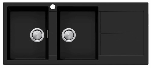 Double Bowl Topmount Sink with Right Drainer Matte Black [302248]