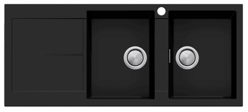 Double Bowl Topmount Sink with Left Drainer Matte Black [302249]