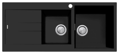 1 & 3/4 Bowl Topmount Sink with Left Drainer Matte Black [302252]