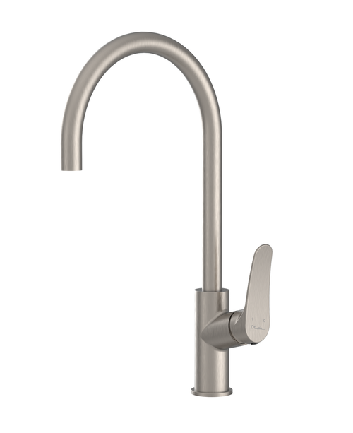 Verona Gooseneck Sink Mixer Brushed Nickel LF [302428]