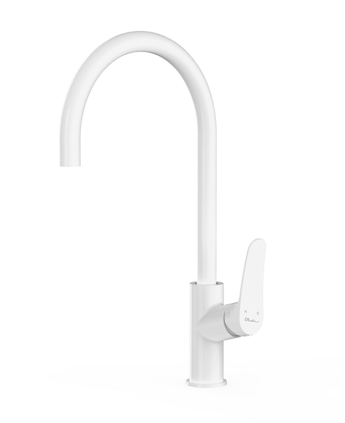 Verona White Gooseneck Sink Mixer White LF [302395]