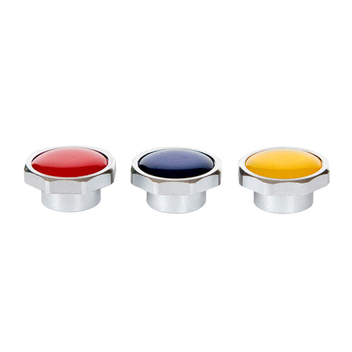 Buttons 19mm x 10mm Red, Blue and Yellow 3pk Chrome [301783]