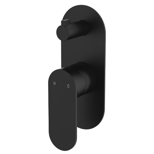 Empire Slim Wall Mixer with Diverter Large Oval Plate Vertical Matte Black [307800]