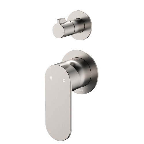 Empire Slim Wall Mixer with Diverter Small Round Plates Vertical Brushed Nickel [307797]