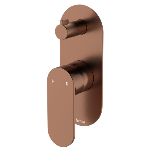 Empire Slim Wall Mixer with Diverter Large Oval Plate Vertical Brushed Copper [307766]