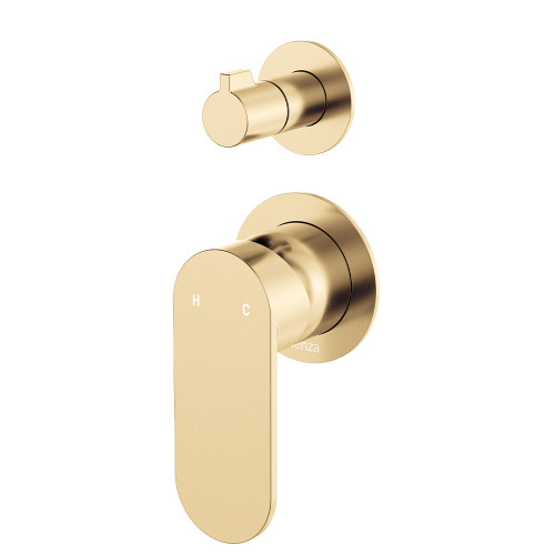Empire Slim Wall Mixer with Diverter Small Round Plates Vertical Urban Brass [307755]