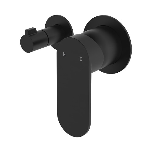 Empire Slim Wall Mixer with Diverter Small Round Plates Horizontal Matte Black [307772]