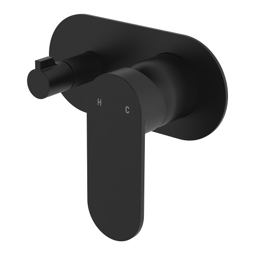 Empire Slim Wall Mixer with Diverter Large Oval Plate Horizontal Matte Black [307770]
