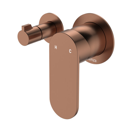 Empire Slim Wall Mixer with Diverter Small Round Plates Horizontal Brushed Copper [307774]