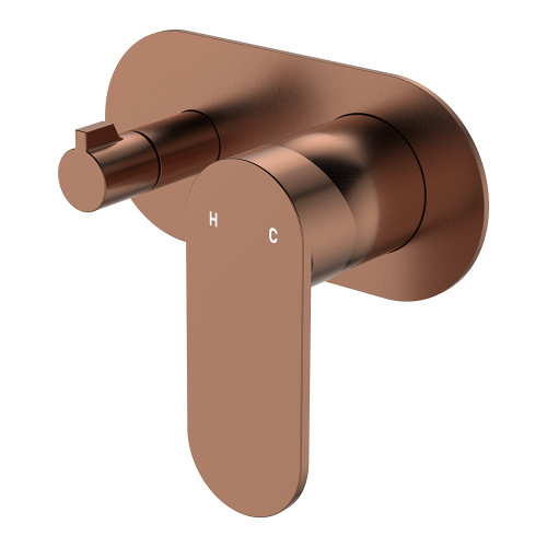 Empire Slim Wall Mixer with Diverter Large Oval Plate Horizontal Brushed Copper [307802]
