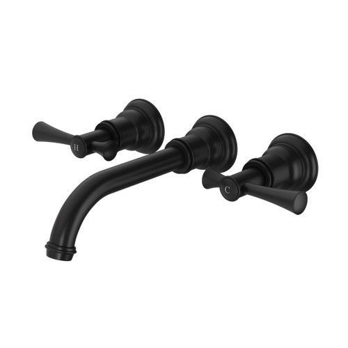 Cromford Basin / Bath Wall Tap Set Matte Black Lead Free [303944]