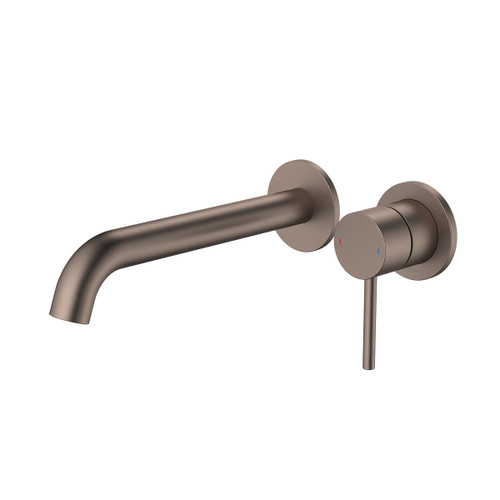 Liano II 210mm Wall Basin / Bath Mixer - 2 x Round Cover Plates - Brushed Bronze - Sales Kit - Lead Free [310641]