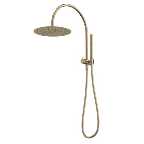 Liano II Compact Twin Shower with Overhead Brushed Brass [310631]