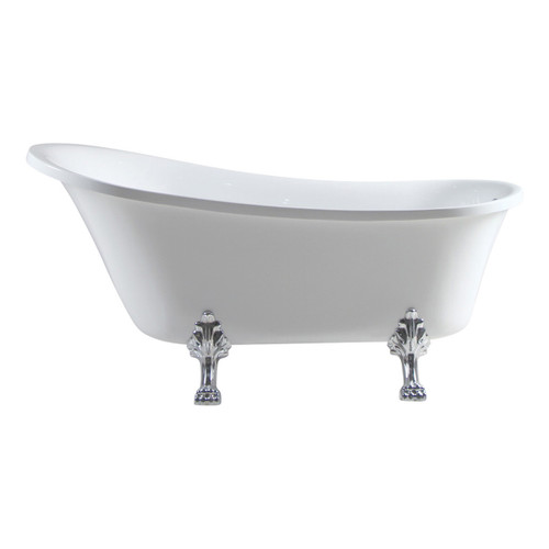 Clawfoot Freestanding Acrylic Bath with Chrome Feet, 1500mm Gloss White [180543]
