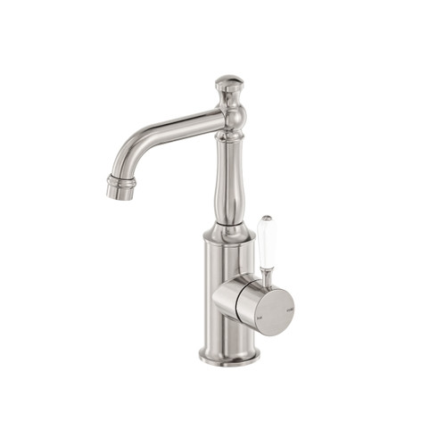 York Basin Mixer with White Porcelain Lever Brushed Nickel [305763]