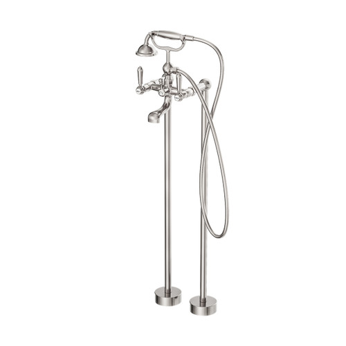 York Freestanding Bath Set with Metal Hand Shower Brushed Nickel [305804]