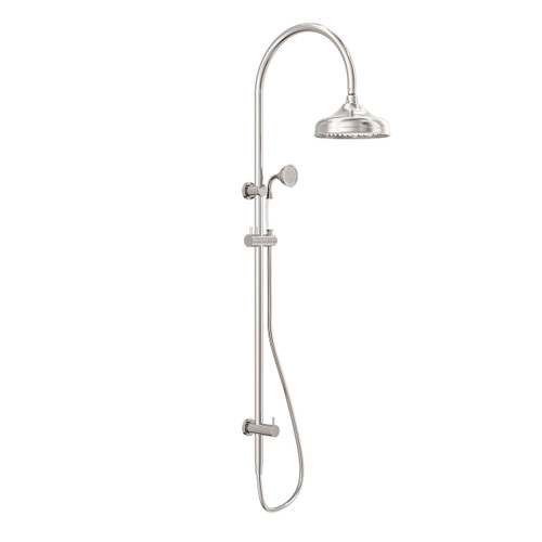 York Twin Shower with White Porcelain Hand Shower Brushed Nickel [305735]
