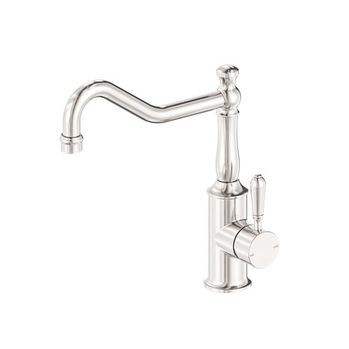 York Sink Mixer Hook Spout with Metal Lever Brushed Nickel [305785]