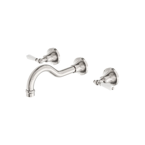 York Wall Basin Set with White Porcelain Lever Brushed Nickel [305686]