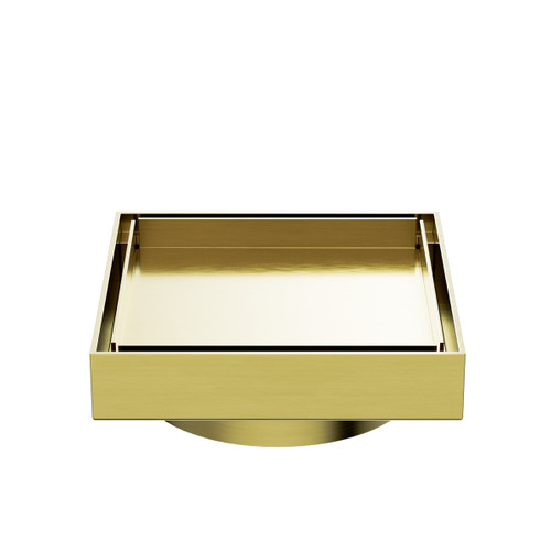 100mm Square Tile Insert Floor Waste 80mm Outlet Brushed Gold [305716]