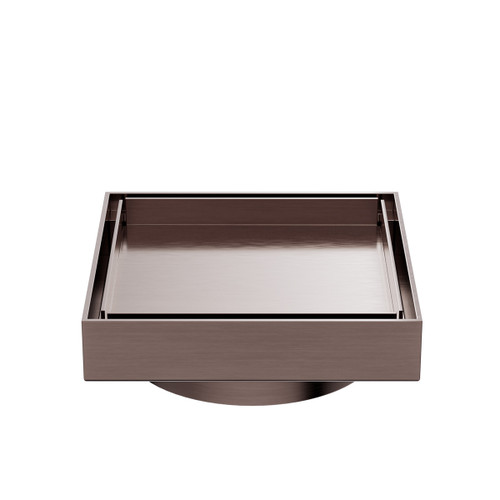 100mm Square Tile Insert Floor Waste 80mm Outlet Brushed Bronze [305702]