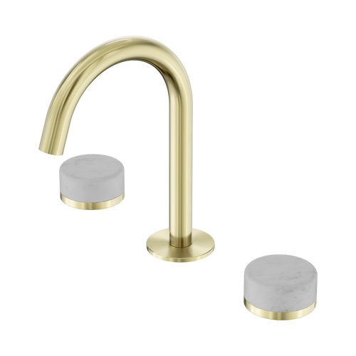 Serenity Basin Set Arc Spout with Carrara Handle Brushed Gold [308755]