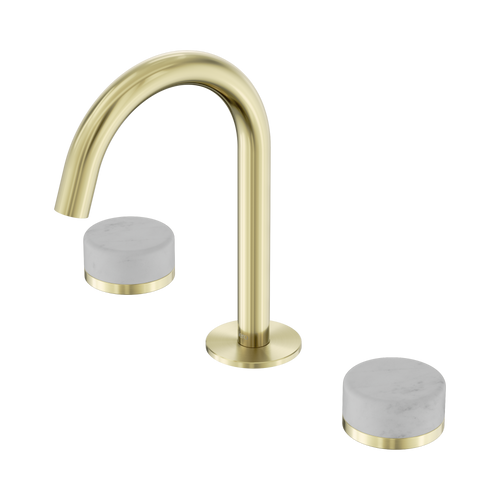 Serenity Basin Set Arc Spout with Carrara Handle Brushed Gold [308755]