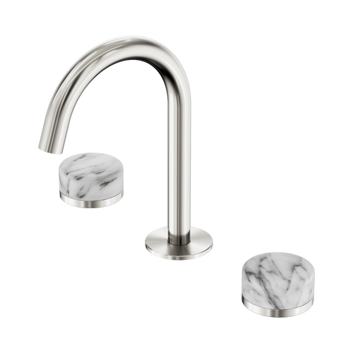 Serenity Basin Set Arc Spout with Arabescato Corchia Handle Brushed Nickel [308790]