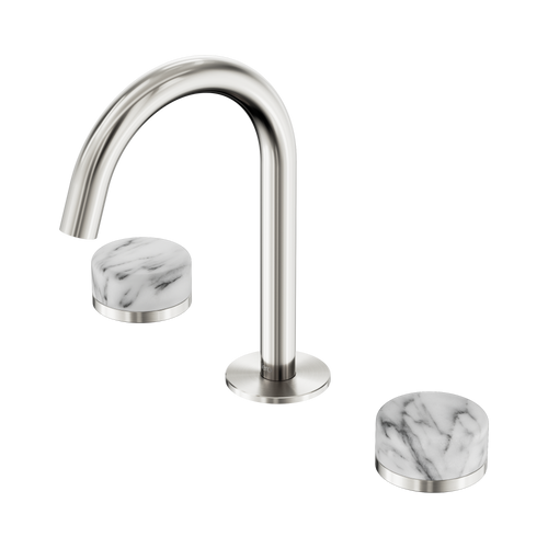 Serenity Basin Set Arc Spout with Arabescato Corchia Handle Brushed Nickel [308790]