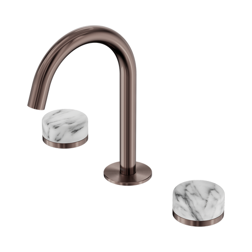 Serenity Basin Set Arc Spout with Arabescato Corchia Handle Brushed Bronze [308658]