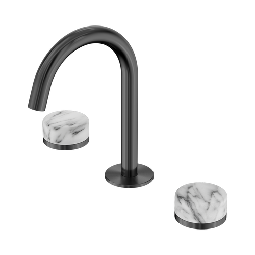 Serenity Basin Set Arc Spout with Arabescato Corchia Handle Gunmetal [308608]