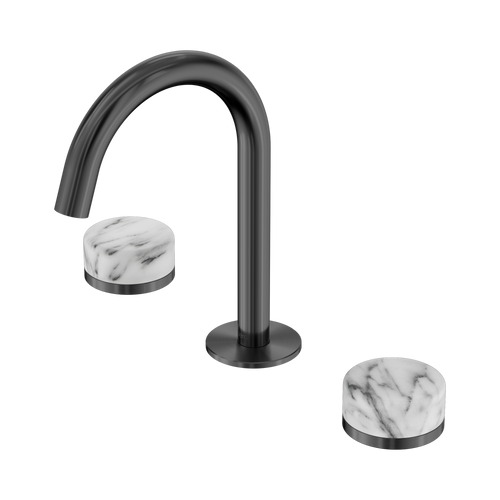 Serenity Basin Set Arc Spout with Arabescato Corchia Handle Gunmetal [308608]