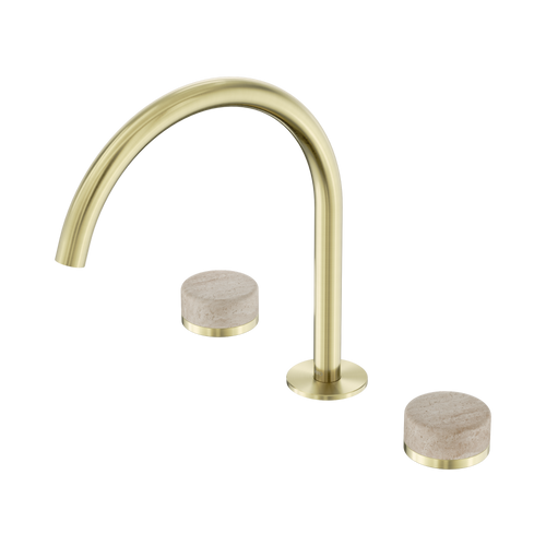 Serenity Bath or Kitchen Set Arc Spout with Rome Travertine Handle Brushed Gold [308669]