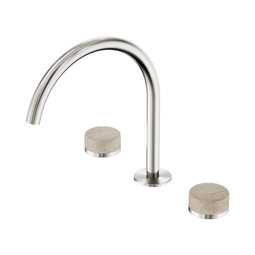Serenity Bath or Kitchen Set Arc Spout with Rome Travertine Handle Brushed Nickel [308700]