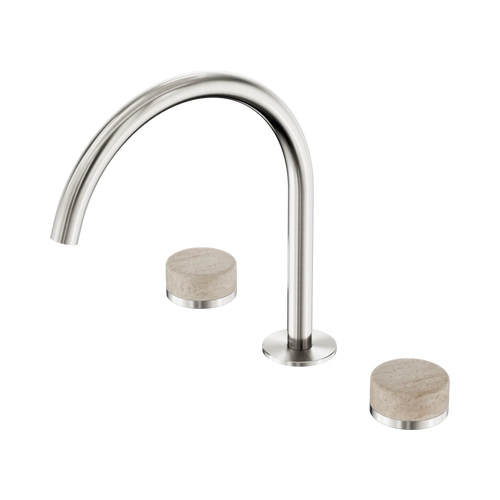 Serenity Bath or Kitchen Set Arc Spout with Rome Travertine Handle Brushed Nickel [308700]