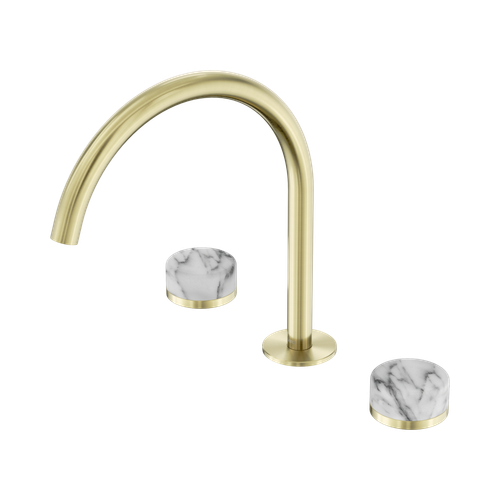 Serenity Bath or Kitchen Set Arc Spout with Arabescato Corchia Handle Brushed Gold [308561]