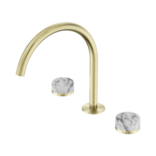 Serenity Bath or Kitchen Set Arc Spout with Arabescato Corchia Handle Brushed Gold [308561]