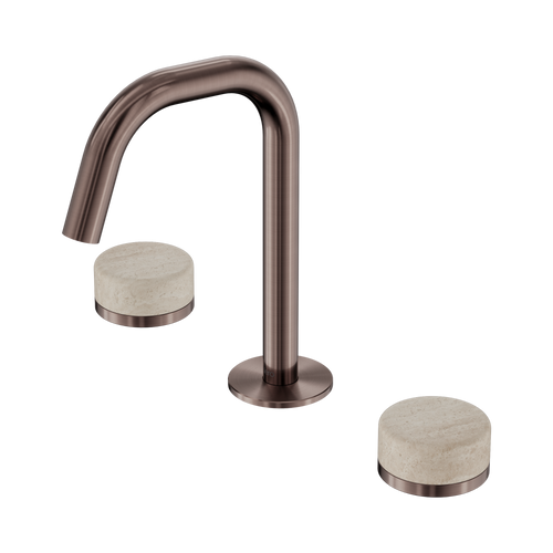 Serenity Basin Set Edge Spout with Rome Travertine Handle Brushed Bronze [308735]