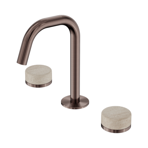 Serenity Basin Set Edge Spout with Rome Travertine Handle Brushed Bronze [308735]