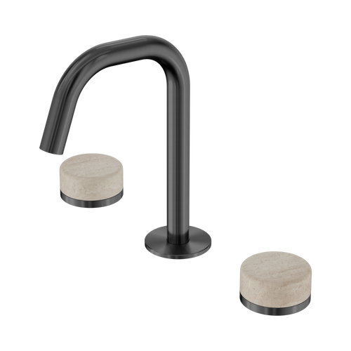 Serenity Basin Set Edge Spout with Rome Travertine Handle Gunmetal [308788]