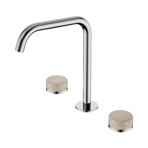 Serenity Bath or Kitchen Set Edge Spout with Rome Travertine Handle Chrome [308690]